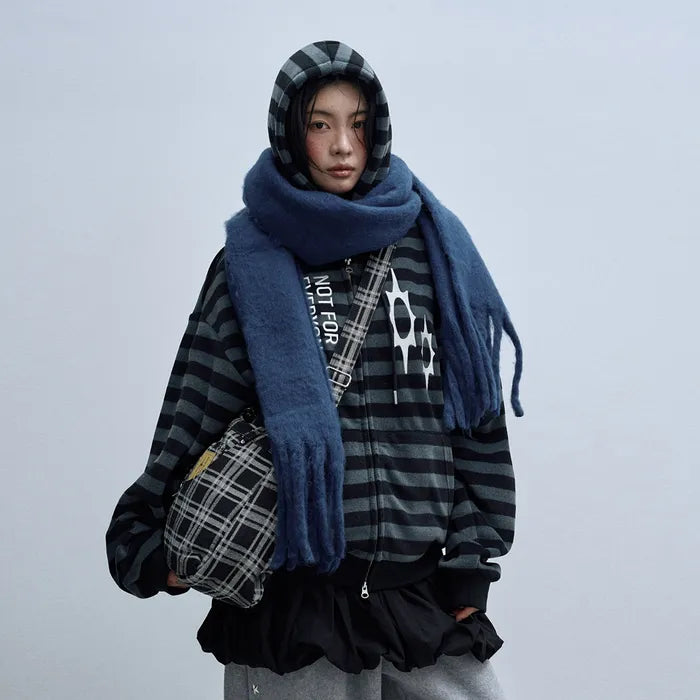 LSC Logo Stripe Fleece 2-way Hoodie Zip-up Black