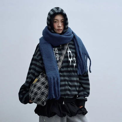 LSC Logo Stripe Fleece 2-way Hoodie Zip-up Black