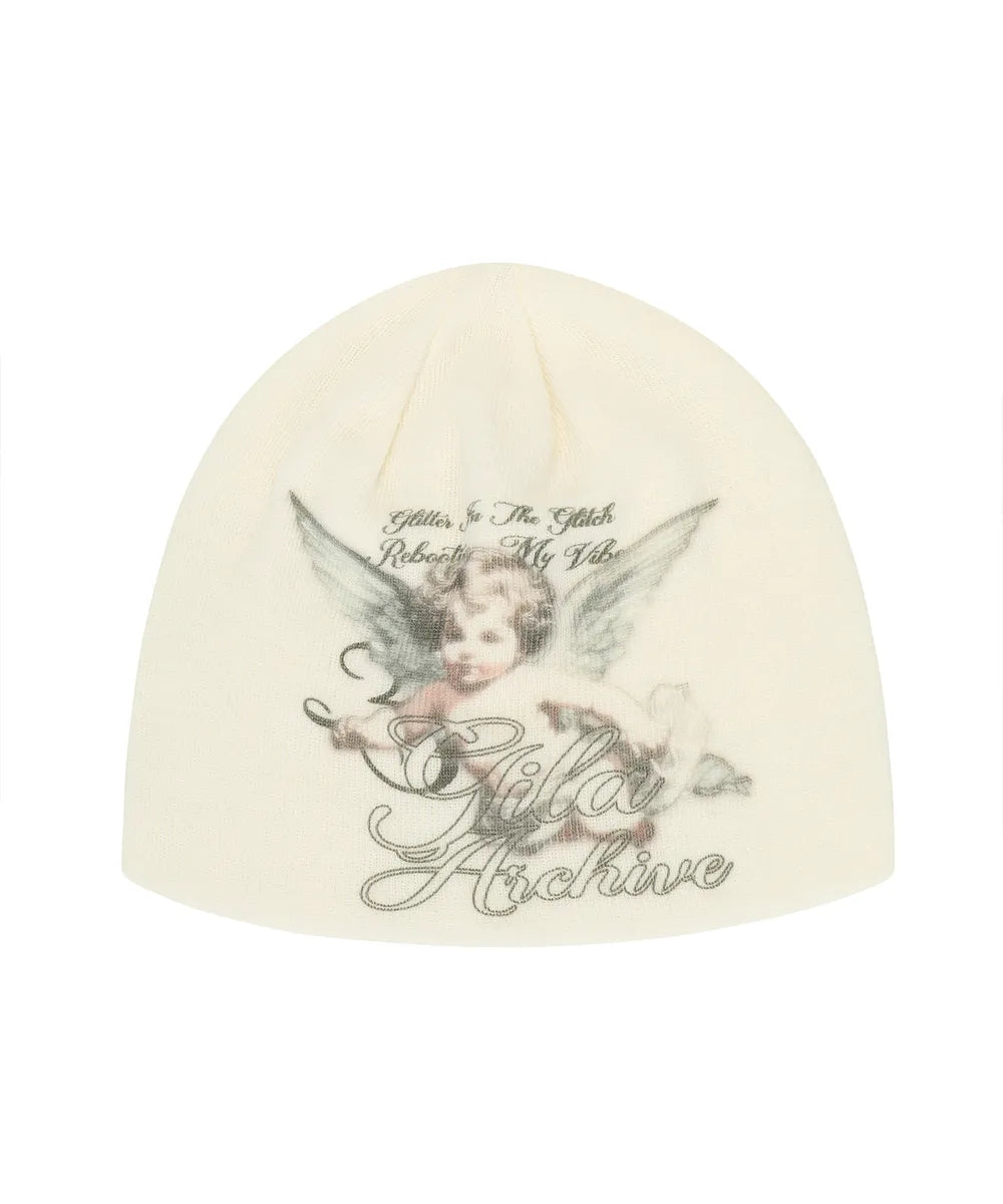 GILA ARCHIVE BABY ANGEL GRAPHIC BEANIE_WHITE