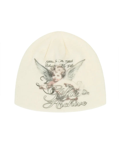 GILA ARCHIVE BABY ANGEL GRAPHIC BEANIE_WHITE