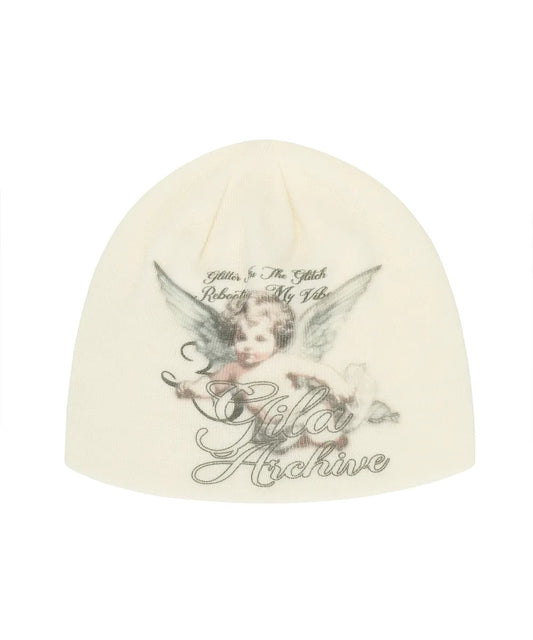GILA ARCHIVE BABY ANGEL GRAPHIC BEANIE_WHITE