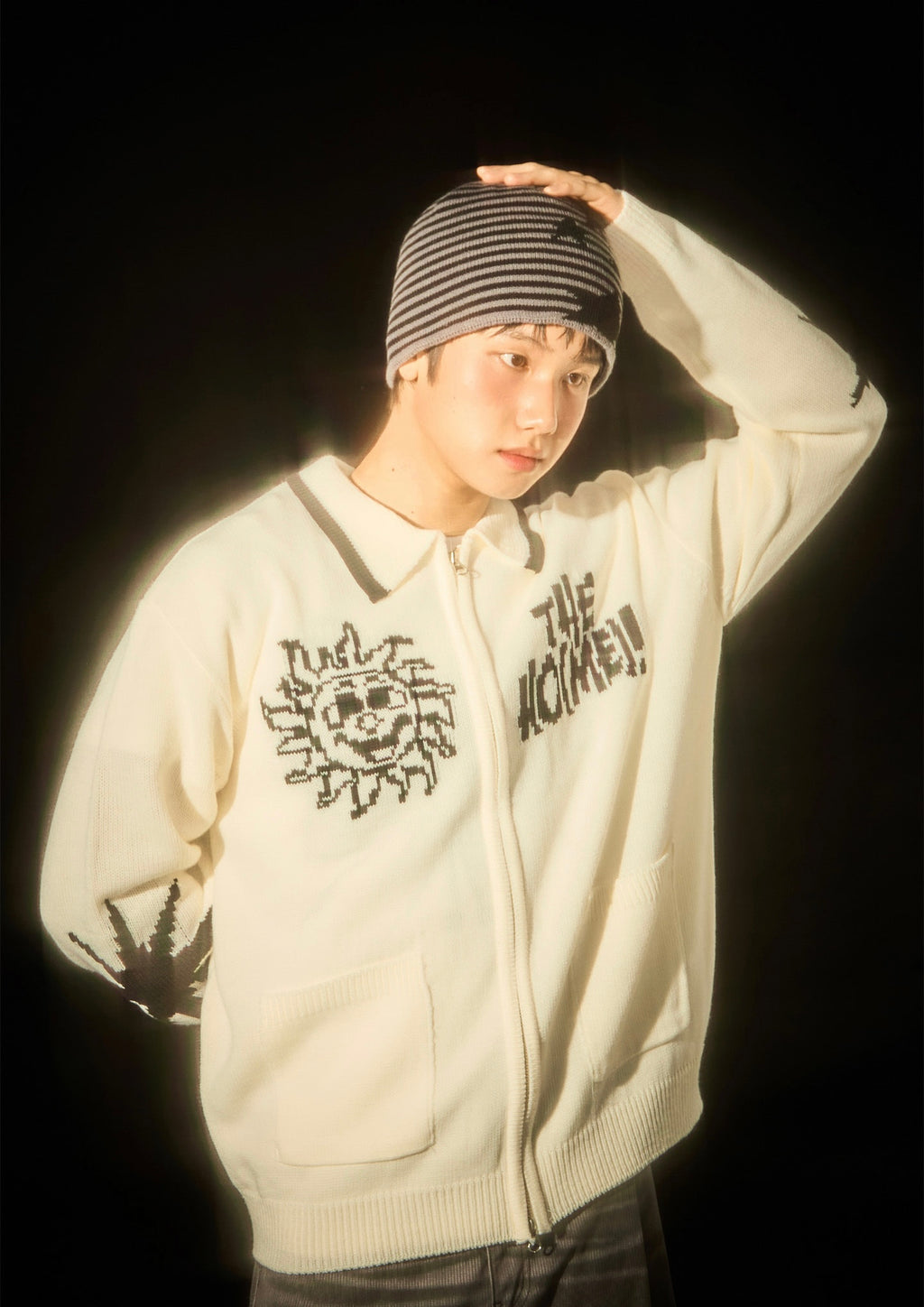 STRIPE STAR BEANIE / 2COLORS