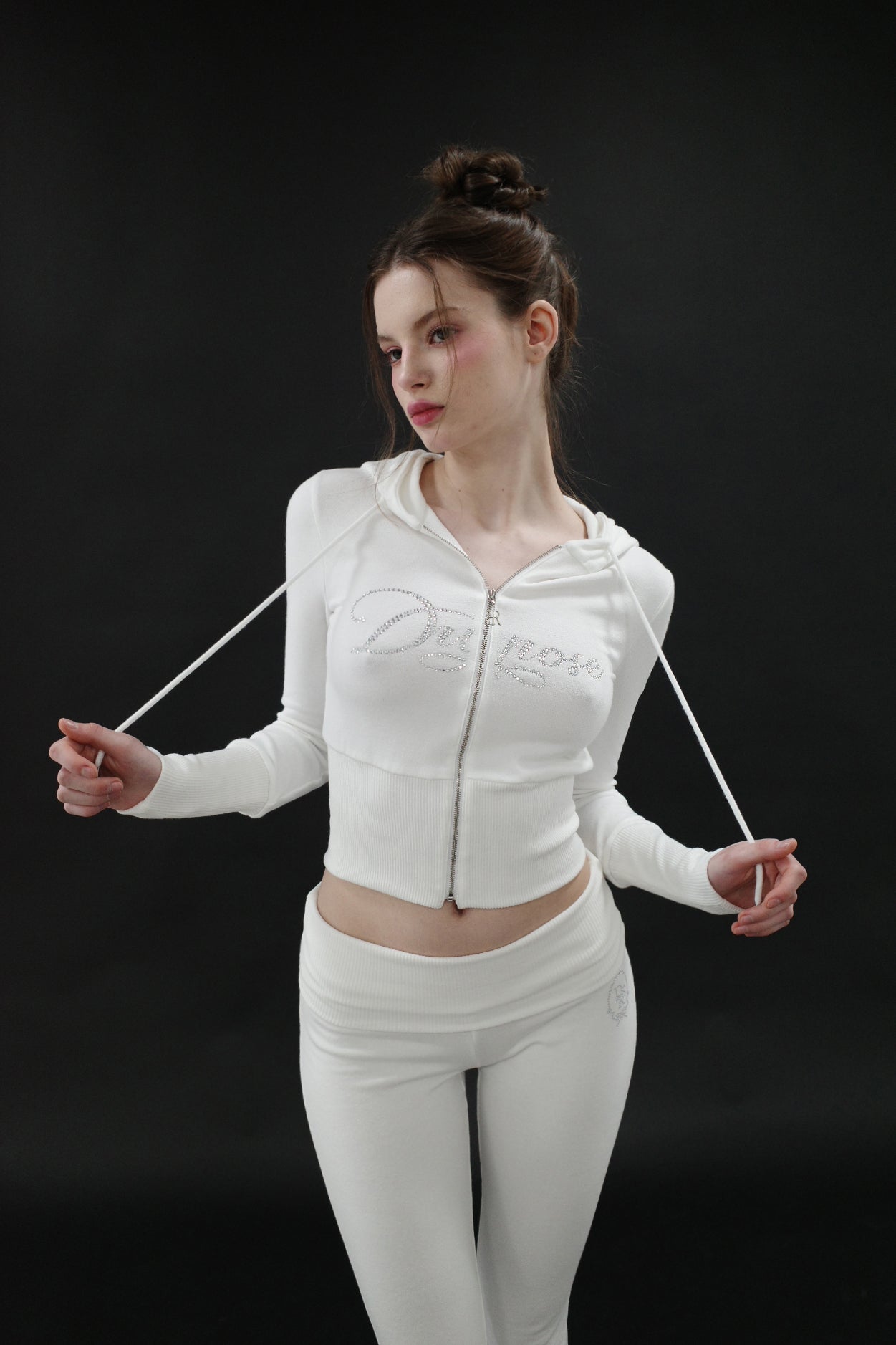 [시안同款🎀] DRYROSE RIB POINT HOOD ZIPUP / IVORY