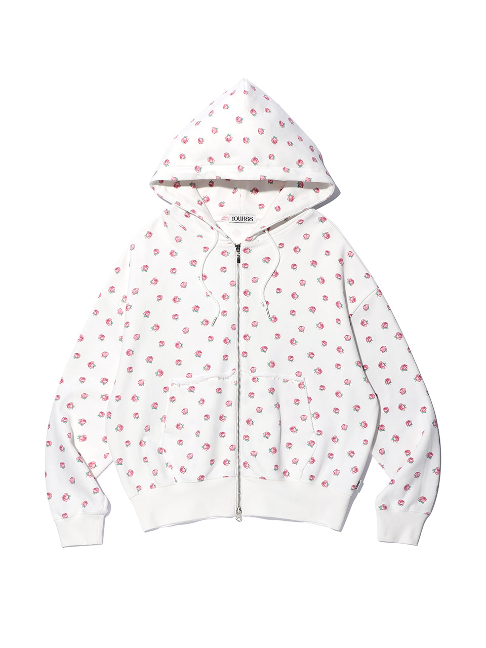 [nayeon/joy同款🎀] YOUHEE FLOWER PATTERN HOOD ZIP-UP WHITE