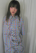 niceghostclub angel check big big half shirt [2colors]