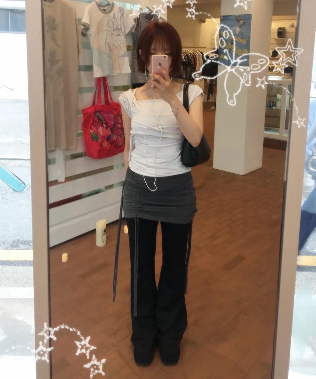 [FLAREUP] LAYERED BUSTIER T-SHIRT_4 COLORS