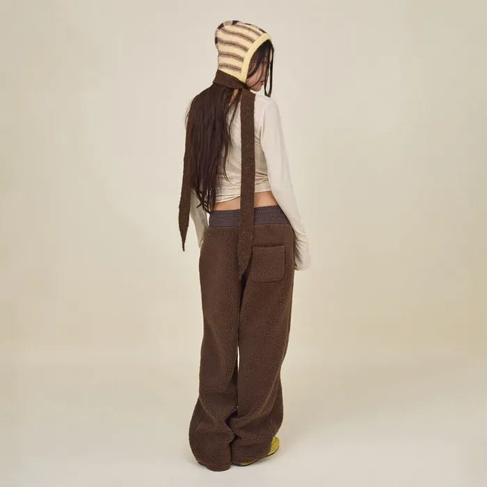 GLOWNY SUNDAE STRIPE KNIT BALACLAVA (BROWN)