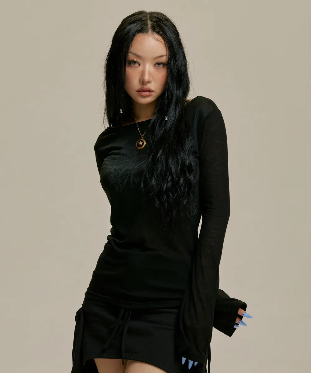 GILA ARCHIVE STAR WING SHEER LONG SLEEVE_BK