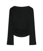[illigo] LAYERED RIBBON TIE LONG SLEEVE_BLACK