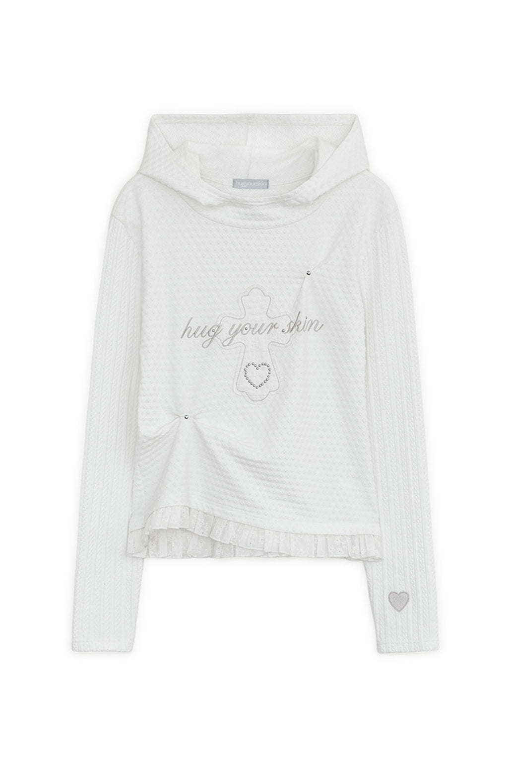 Lace cross patch hoodie (2colors)