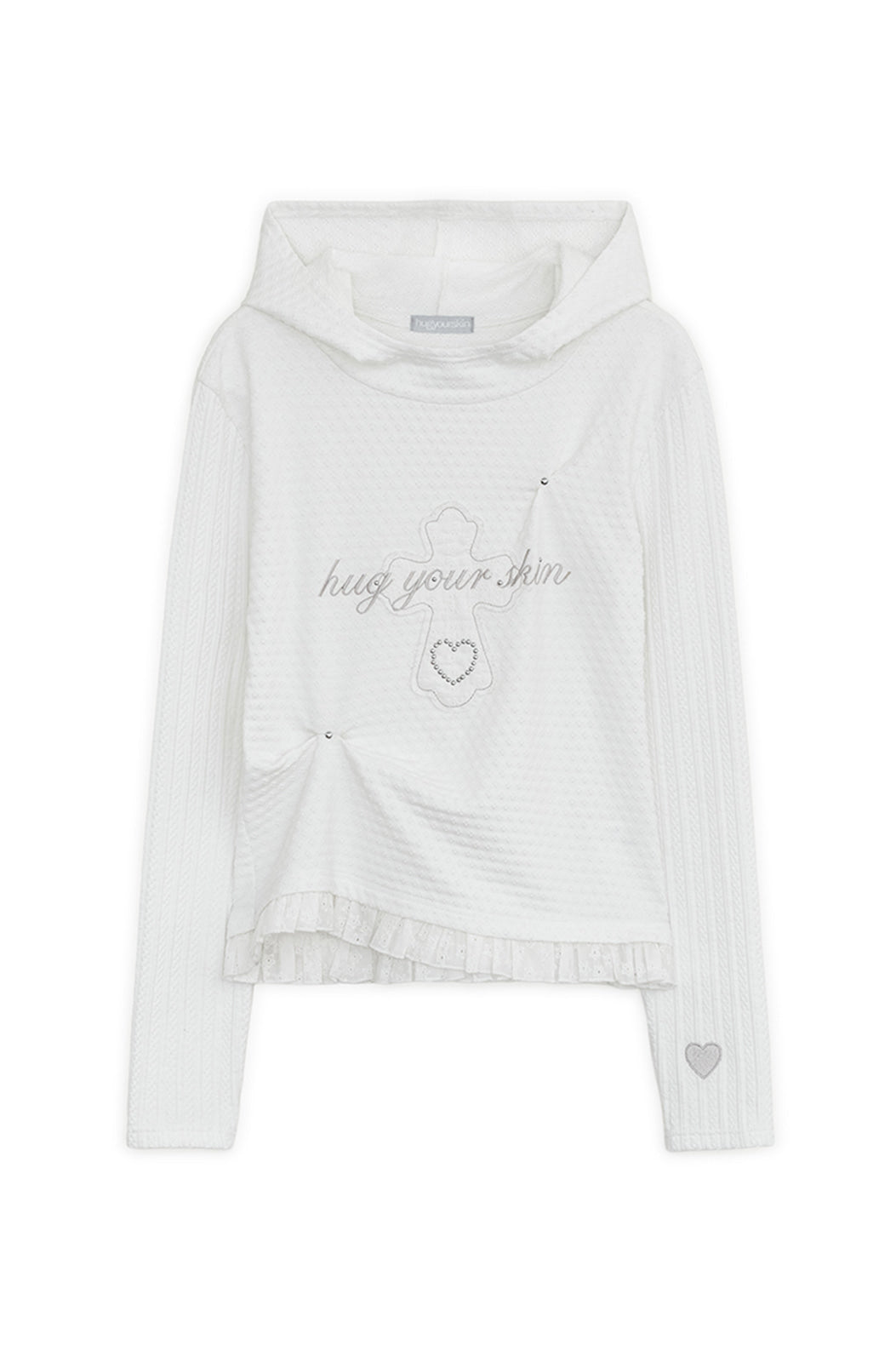 Lace cross patch hoodie (2colors)