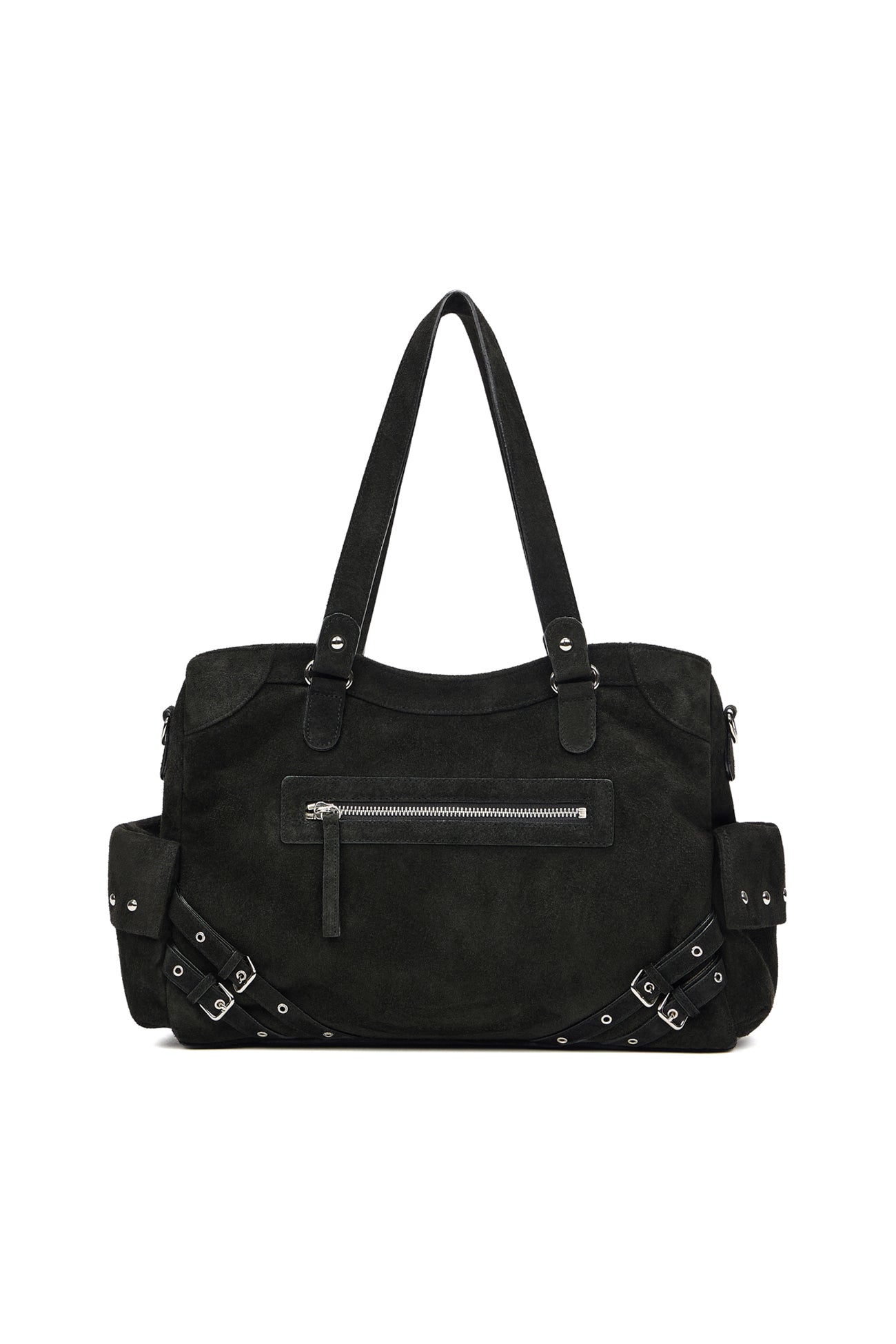 DEINET STUD POCKET BIG BAG IN SUEDE BLACK