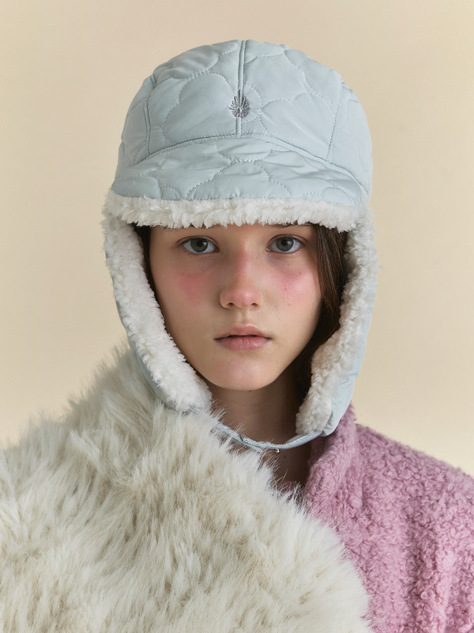 POESIEDAME PADDING EARFLAP HAT IN CLOVER ICEBERG