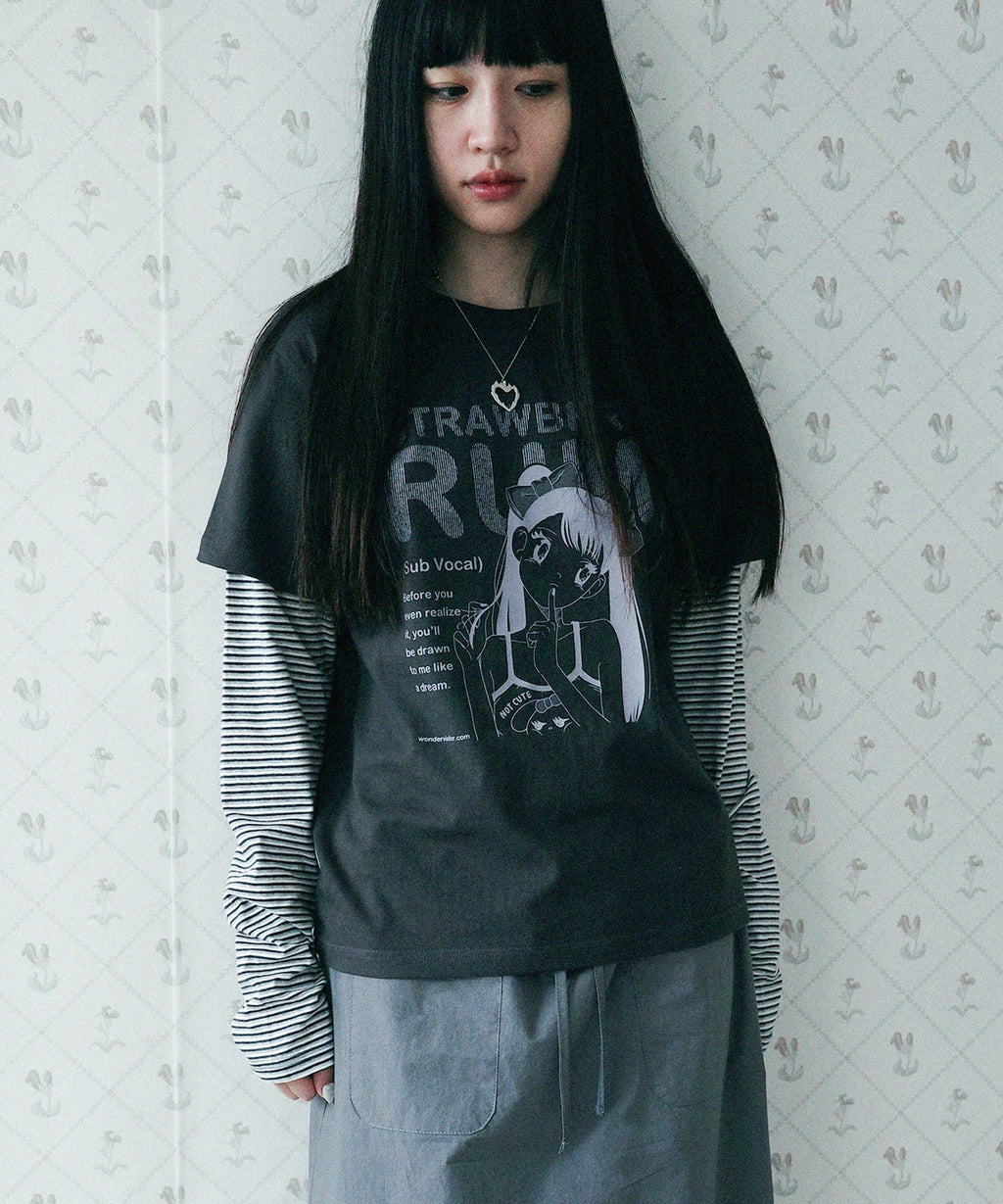 WONDERVISITOR RUMI PFP LAYERED LS-T / CHARCOAL GREY