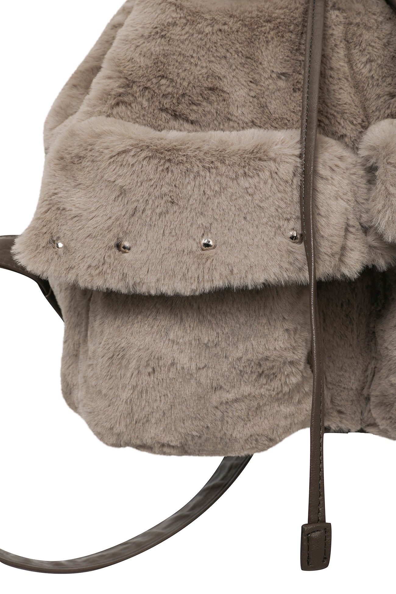 DEINET POM POM FUR BACKPACK IN MOCHA