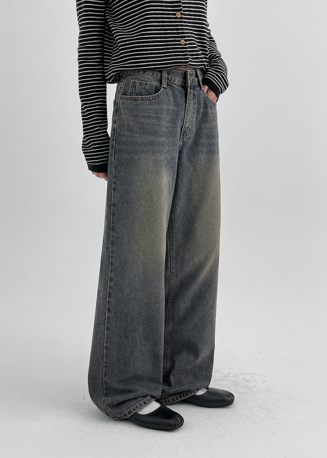 韓國製造 Best Wide Denim Pants / Dark