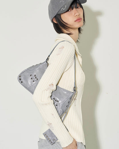 ILLIGO Eyelet Stud Shoulder Bag / grey