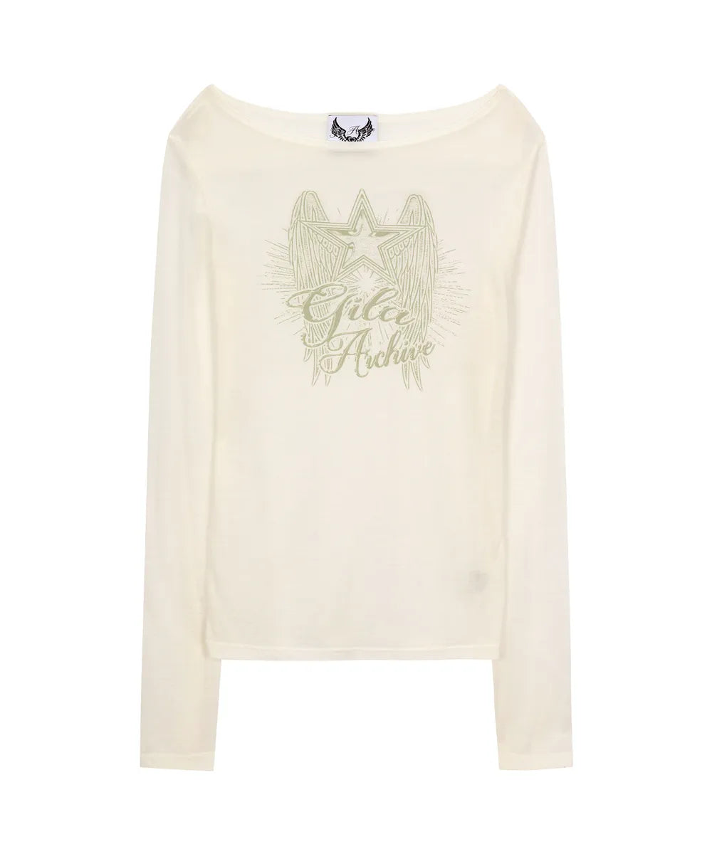 GILA ARCHIVE STAR WING SHEER LONG SLEEVE_WH