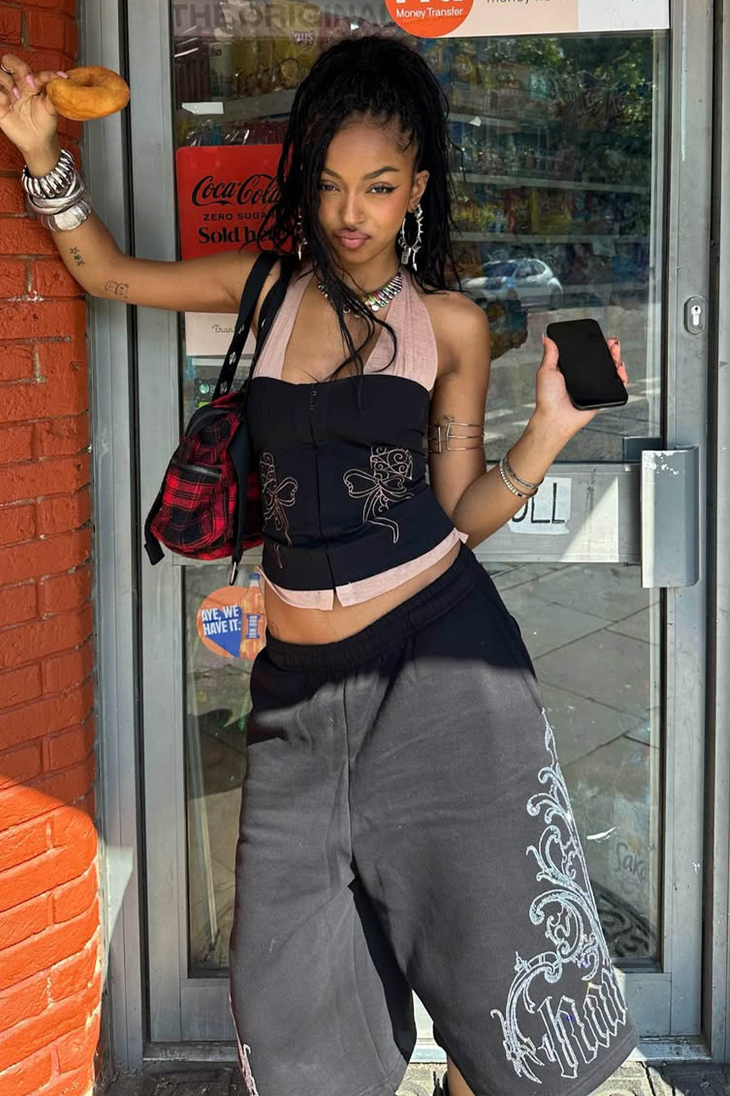 Farm Corset Halter Top Black/Skin