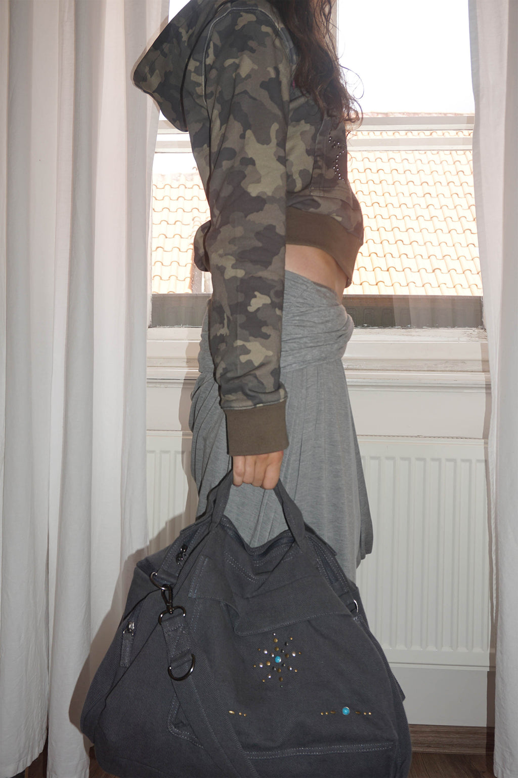 Sculptor Three-Way Stud Twill Bag Cool Gray