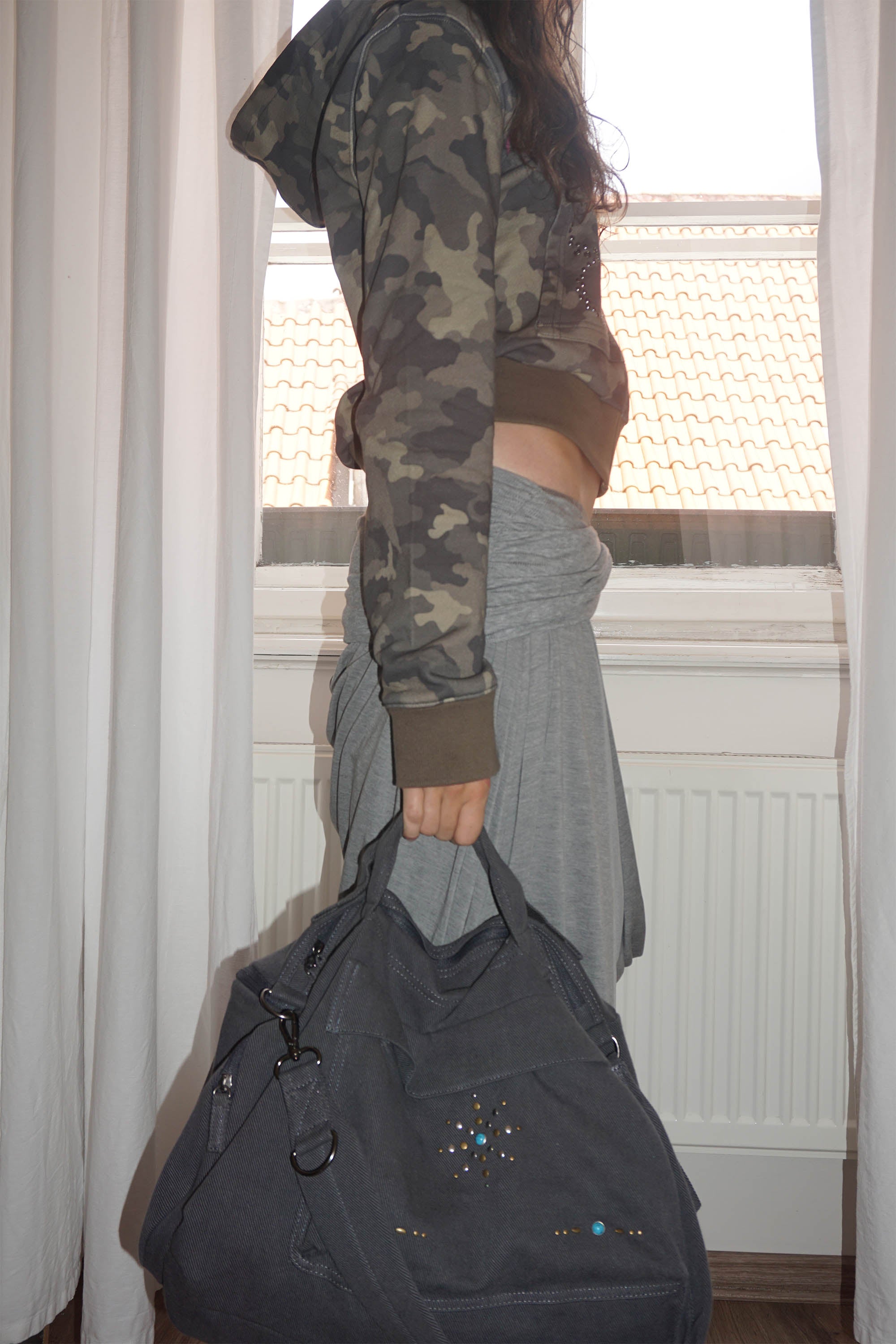 Sculptor Three-Way Stud Twill Bag Cool Gray