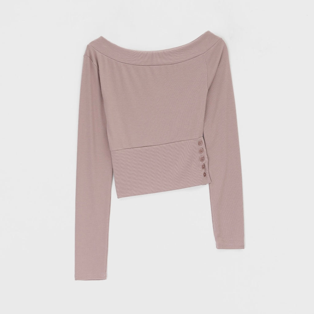 韓國製造 Slit Button Off-Shoulder Top / 4colors