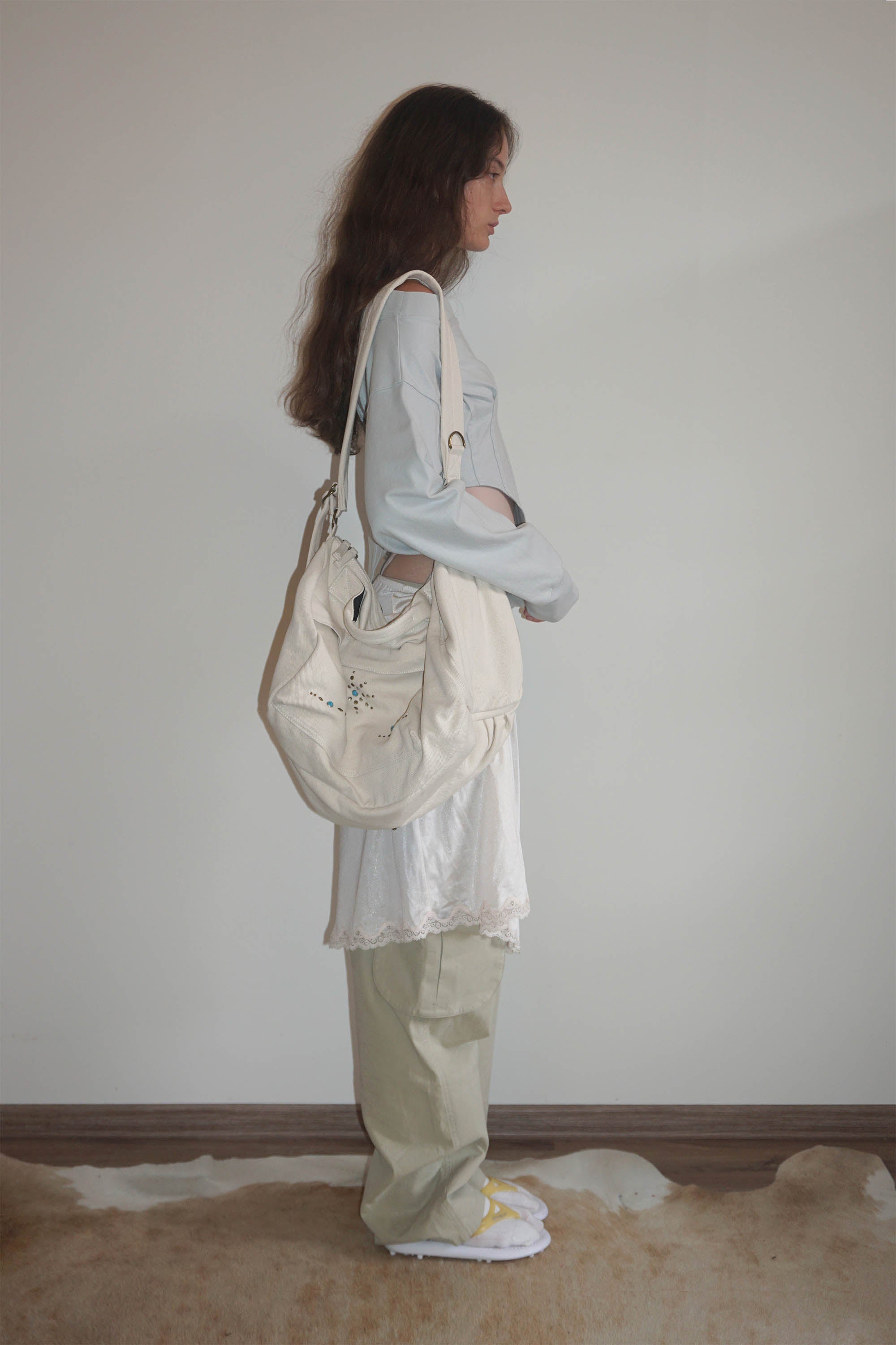 Sculptor Three-Way Stud Twill Bag Natural