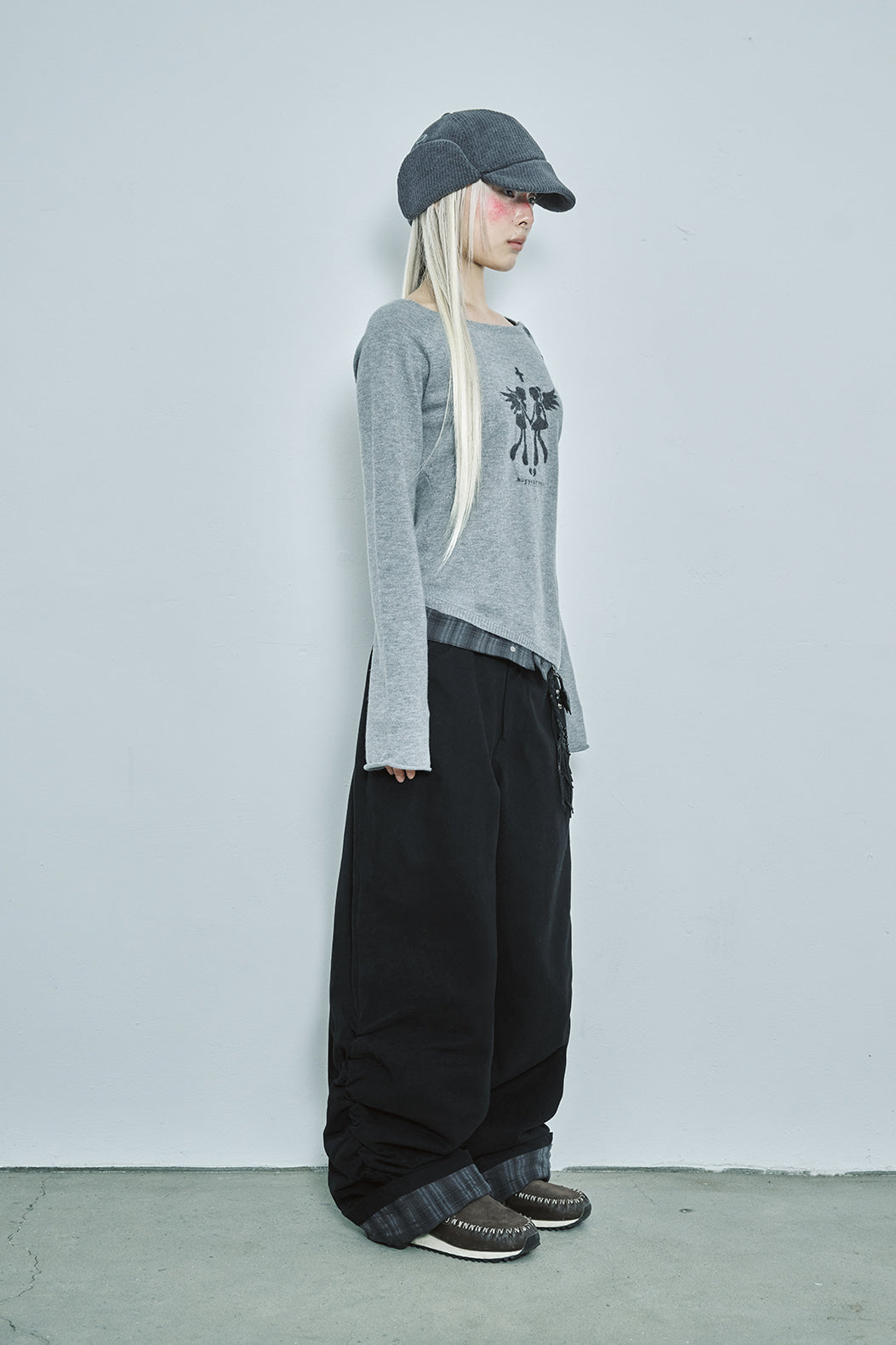 hugyourskin Fallen angel button knit top (Grey)