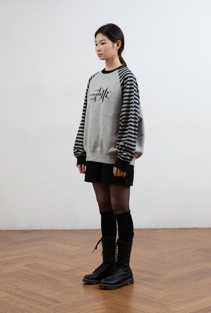 STRIPE 3STAR RAGLAN SWEATSHIRTS [GREY]