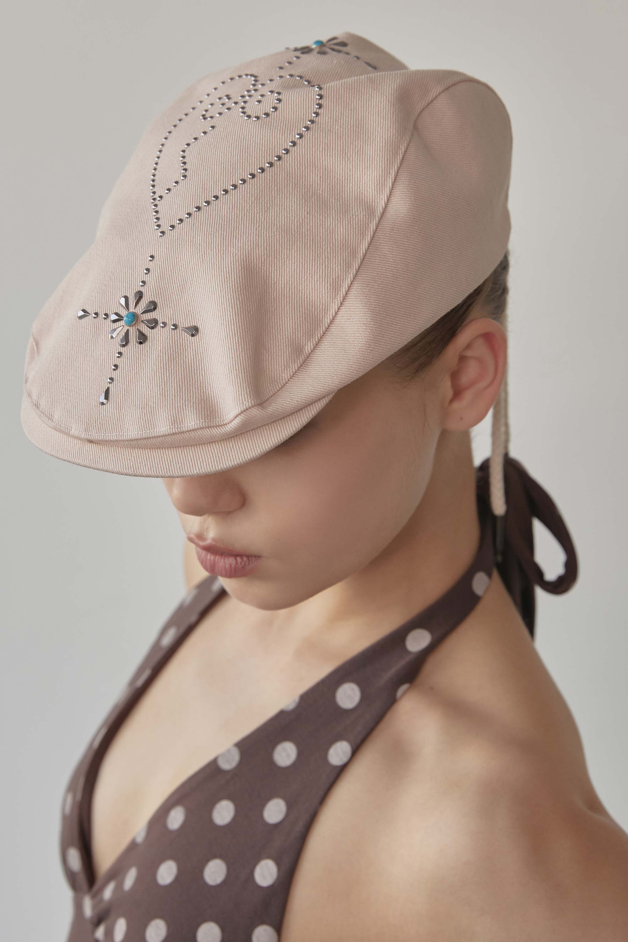 Boho Stud Hunting Cap Dusty Pink