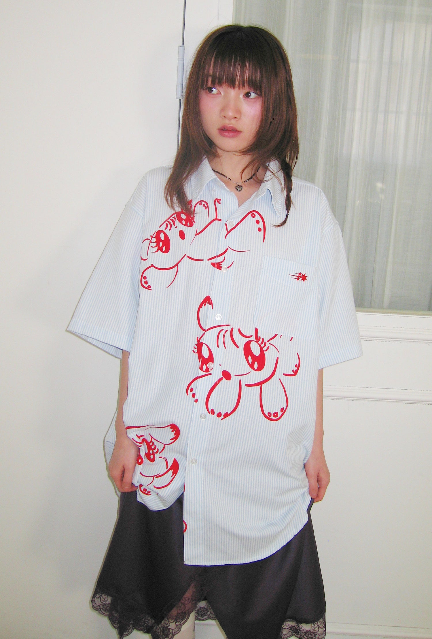 niceghostclub baby guardians stripe big big half shirt [2colors]