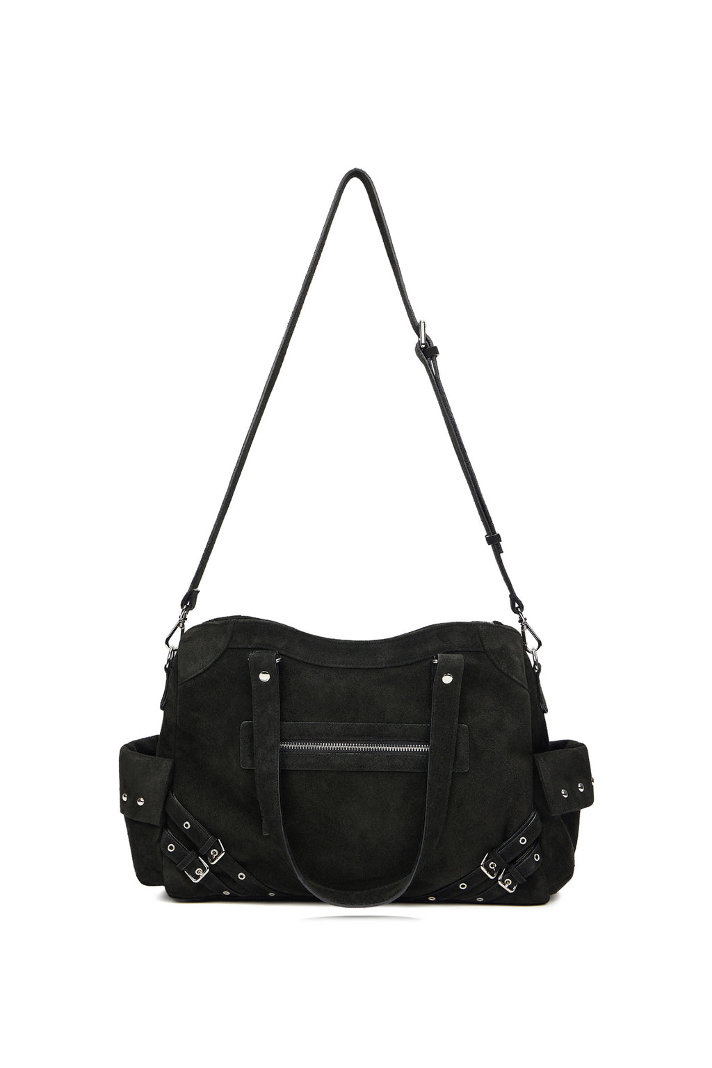 DEINET STUD POCKET BIG BAG IN SUEDE BLACK