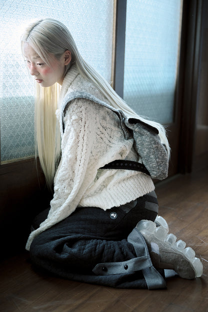 hugyourskin Popcorn knit zip-up (Butter)