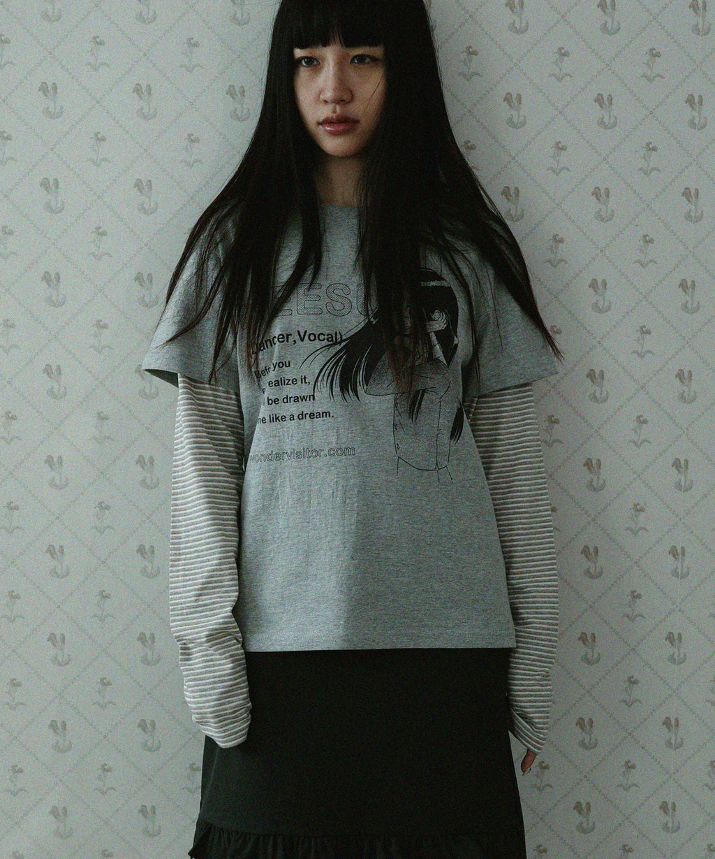 WONDERVISITOR HEESU PFP LAYERED LS-T / MELANGE GREY