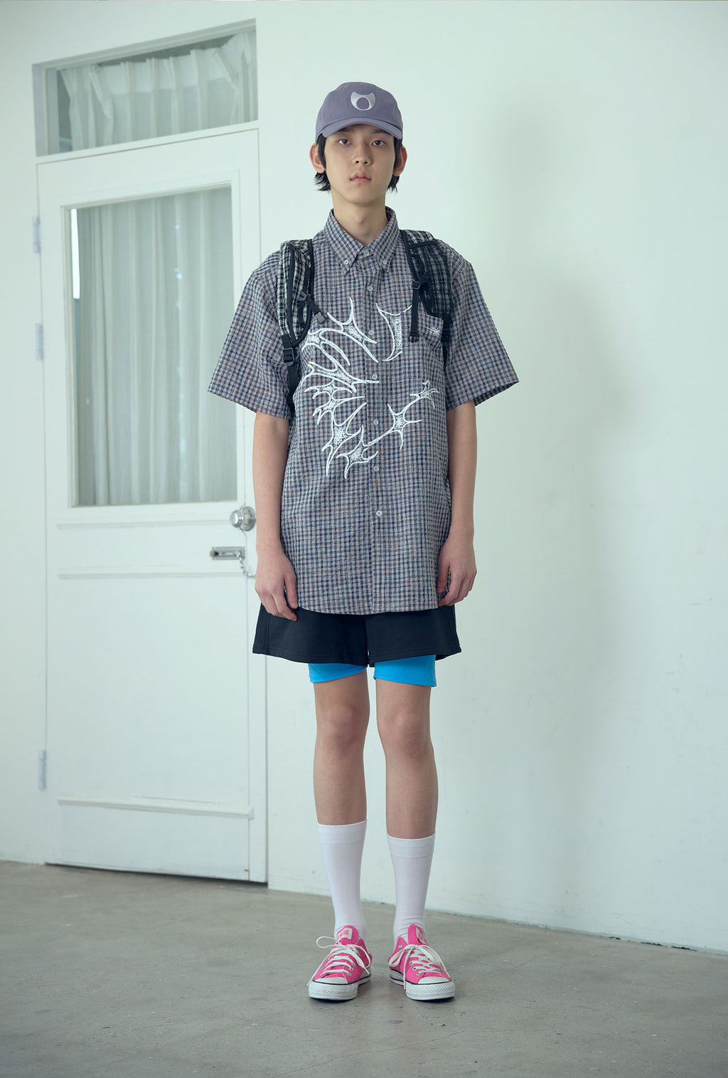 niceghostclub tornado star check big big half shirt [2colors]