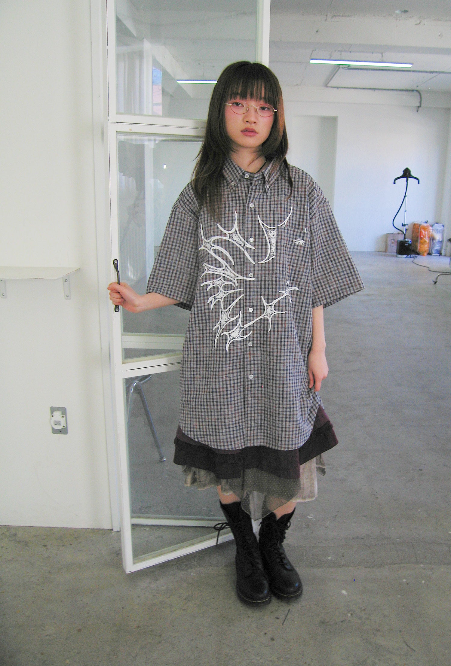 niceghostclub tornado star check big big half shirt [2colors]