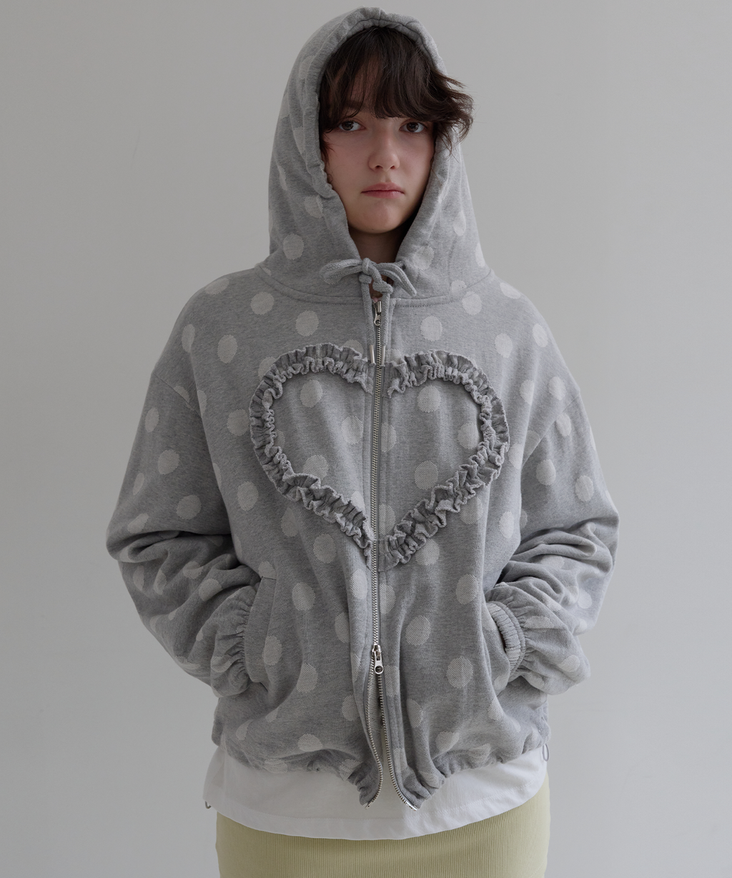 [Rei同款🎀] funfromfun FRILL HEART HOODIE DOT / 2COLORS