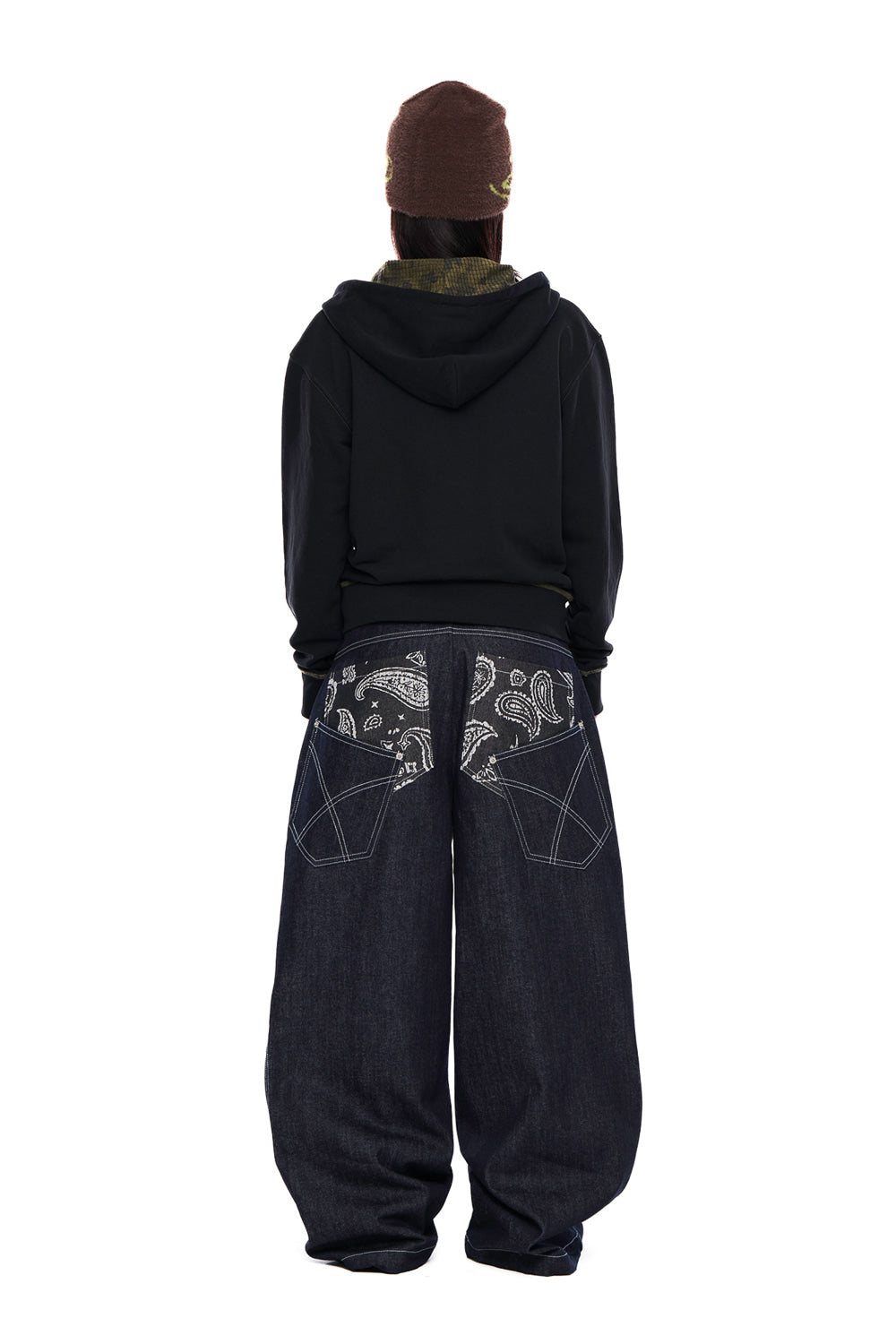 AAKAM Knee Pin-Tuck Paisley Denim Pants (Black) – dttmclub