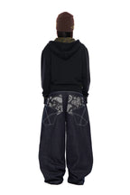 AAKAM Knee Pin-Tuck Paisley Denim Pants (Black)