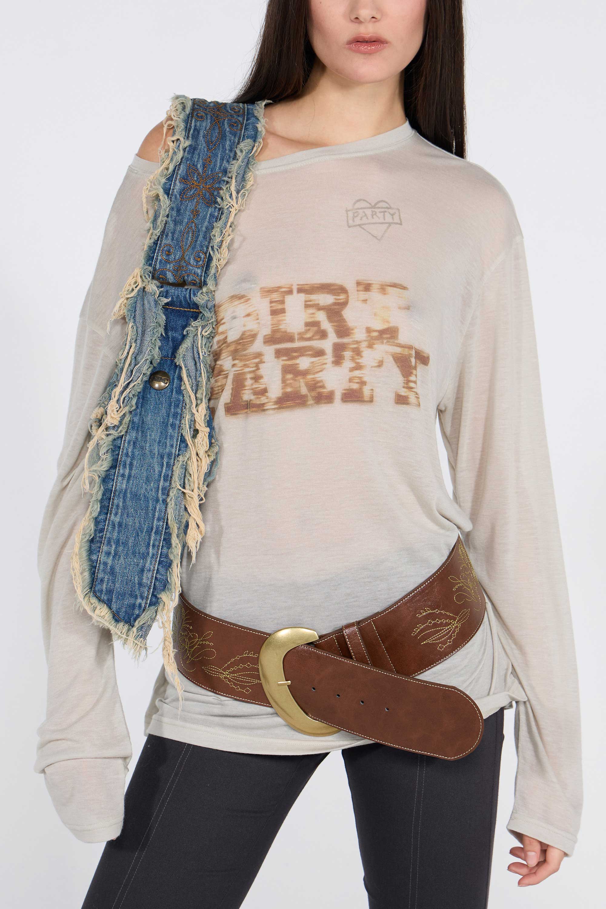 Sculptor Destroyed Denim Duffel Bag Vintage Blue