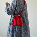 Drawstring Crossbody Bag / RED