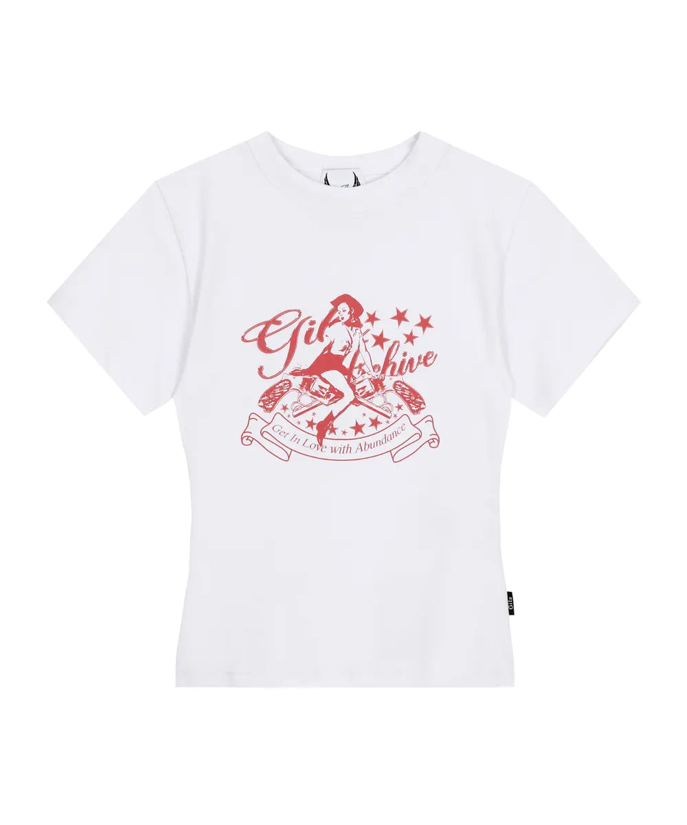 PIN UP GIRL CROP T-SHIRT_WH