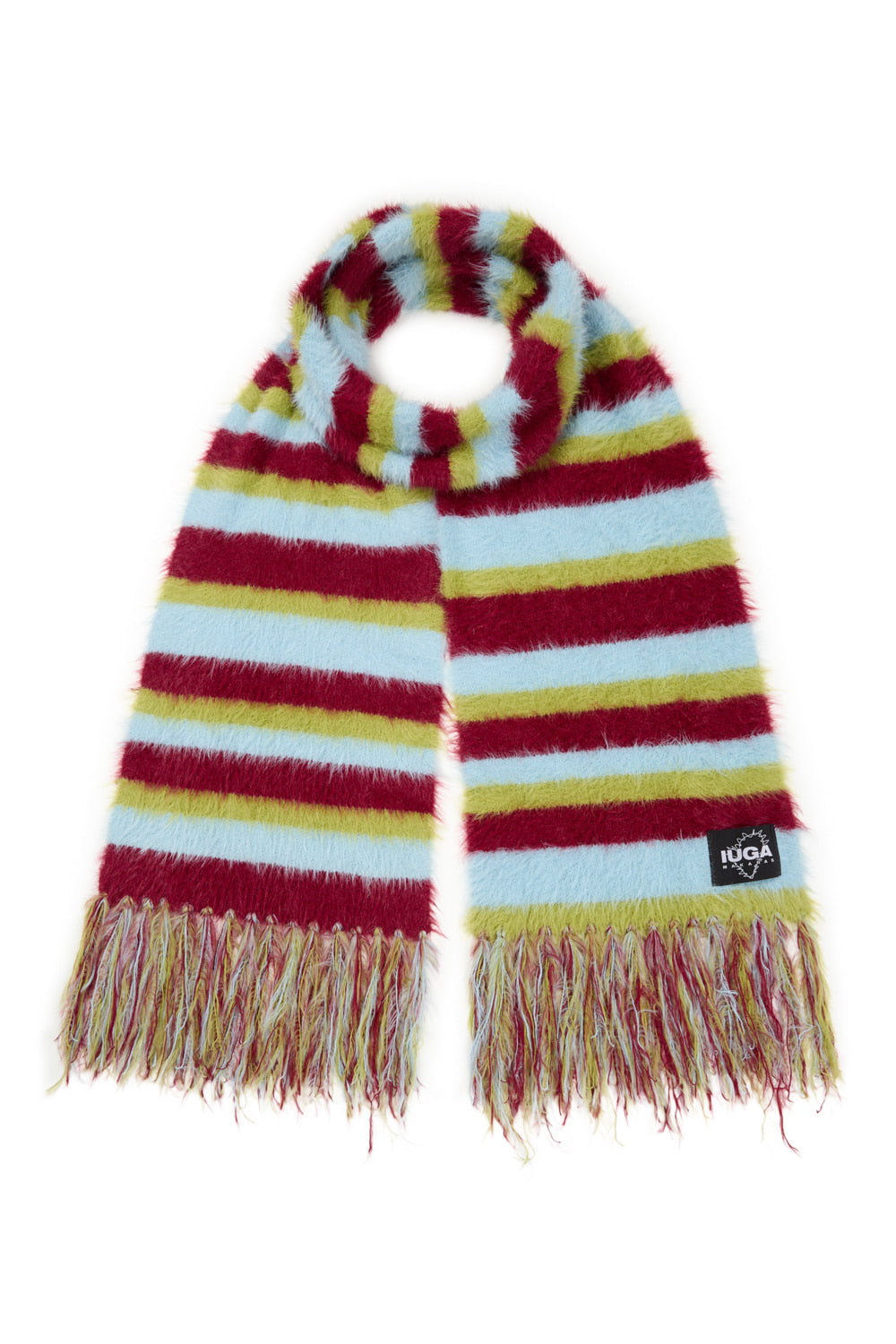 IUGA Striped Hairy Bold Muffler (Burgundy)
