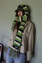 IUGA Striped Hairy Bold Muffler (Green)