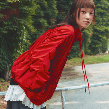 RONRON SHIRRING WIND JUMPER / RED