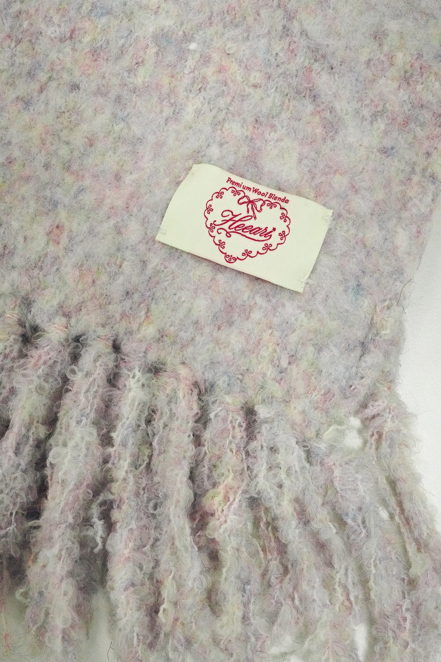 Fluffy Premium Wool Blende Fringe Muffler - Lilac