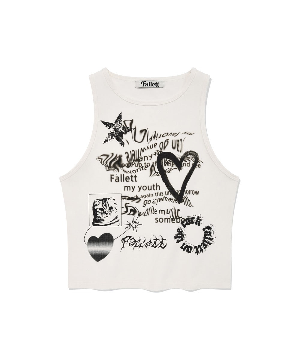 Fallett Youth Letter Sleeveless - white/black