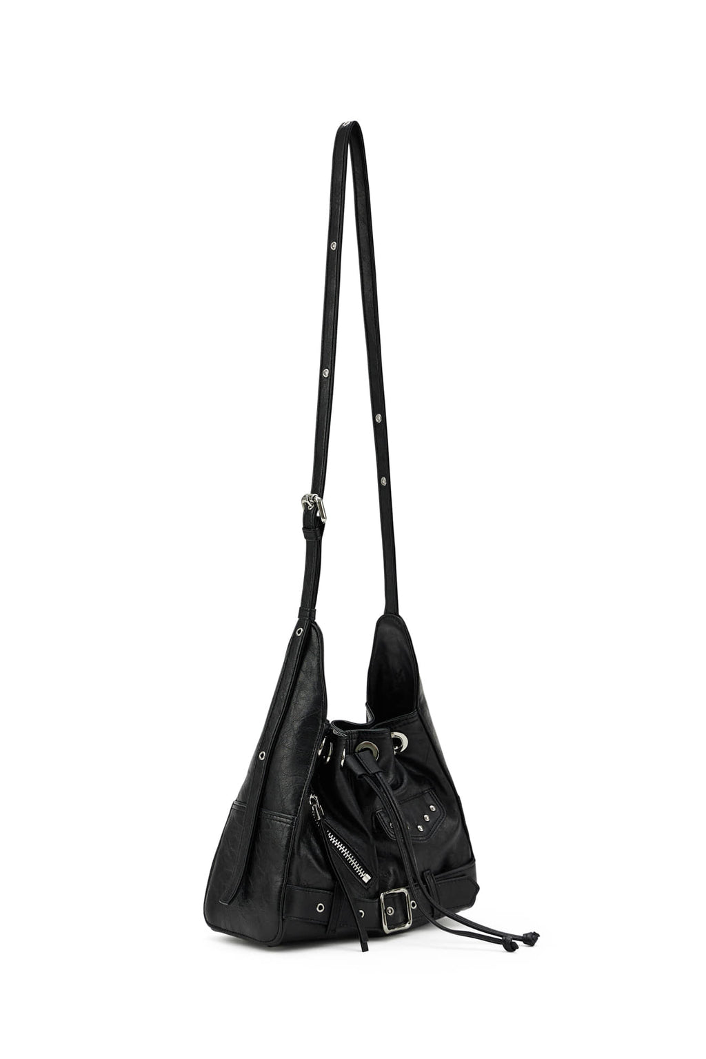 DEINET STUD BELTED MINI BUCKET BAG - 3COLORS
