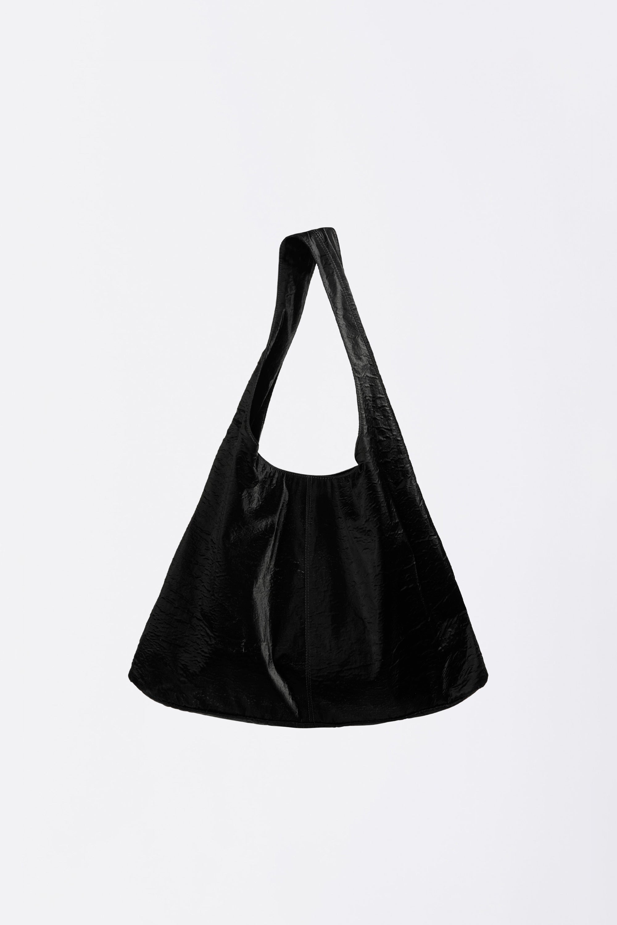 Sculptor Stud Metallic Hobo Bag Black