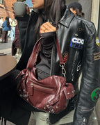 DEINET STUD POCKET BAG IN BURGUNDY